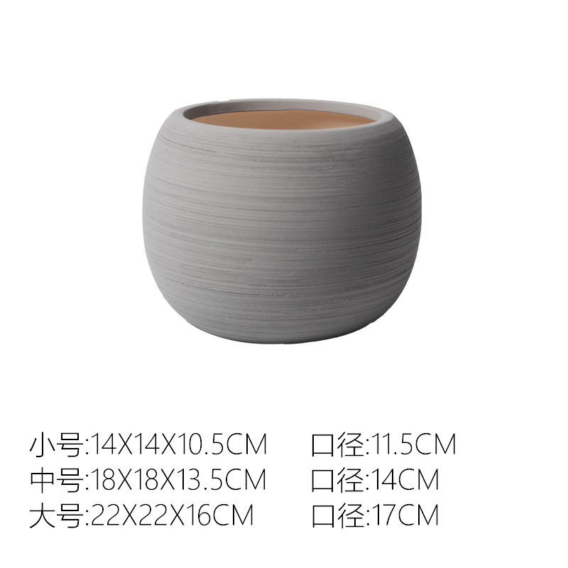 Pot de fleur terre brossé gris clair Ak354-sans plateau