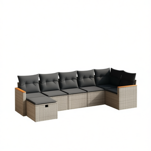 Set Divano da Giardino Moderno in Polyrattan Grigio con Cuscini Impermeabili - Design Contemporaneo per Esterni - Product Image 1
