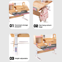 Table d'étude ergonomique moderne en bois massif blanc pour enfants, hauteur réglable, design de protection de la colonne vertébrale, écologique et durable pour chambre à coucher