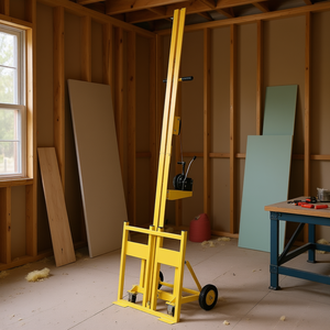 Elevador de paneles de yeso amarillo con capacidad de carga de 150 lb, polipasto manual de cadena para la manipulación de paneles de yeso en la construcción - Product Image 2