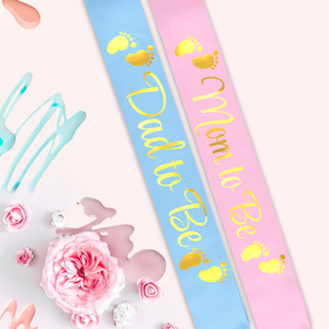 2 packs de décorations de bannière Delphinus pour baby shower et Saint-Valentin, lettres en satin <span class=keywords><strong>bleu</strong></span> et rose avec feuille d'or pour future maman et futur papa, cadeaux de fête - Product Image 4