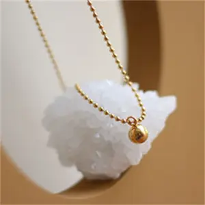 Collier en chaîne de perles pour femmes, design simple, en acier inoxydable, plaqué or 18k, bijoux fins
