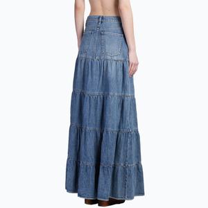 Robe longue en jean pour femme style bohème rétro, jupe en jean polyvalente style vacances - Product Image 3