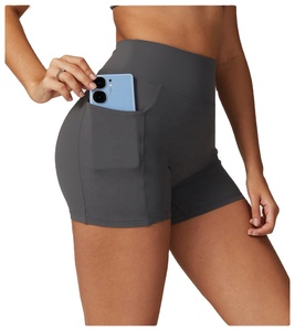 Logo personnalisé taille haute Scrunch fesses Yoga Legging court femmes course à pied Gym Sport porter poches Shorts dames Fitness Yoga Shorts - Product Image 1