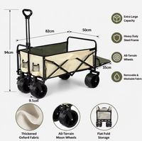 Chariot pliable de camping portable de haute qualité, chariot utilitaire beige, chariot à main portable pour le jardin et l'extérieur