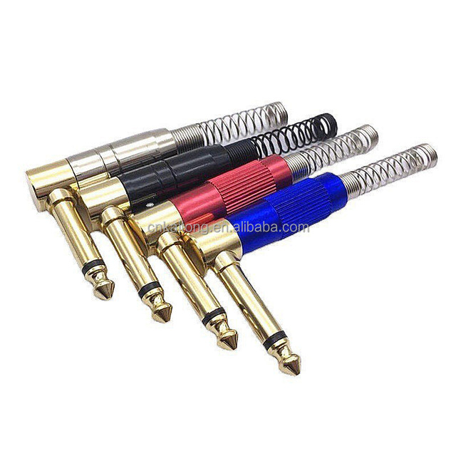 High Quality Audio Mono Microphone Cable Guitar Connector Trs Ts 6.35mm Right Angle Stereo Mono 1/4'' Jack Plugs