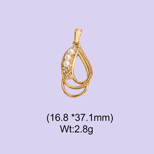 Women's Gold Tone Charm Necklace With Pearl Oval And Red Bead Pendant Everyday Wear - Product Image 3