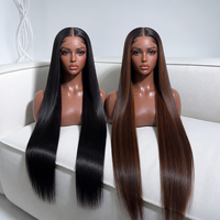 Perruques vietnamiennes ultra-lisses 100% cheveux humains, qualité SDD Super Double Drawn, prêtes à porter, pré-coupées, sans colle, avec dentelle frontale HD