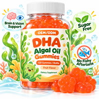 Gummies d'huile d'algues DHA Marque Blanche 120 unités Saveur Fruitée Sans Sucre Bien-être Cognitif et Oculaire Sans Arôme de Poisson Fournisseur OEM ODM