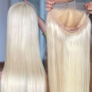 Perruque Full Lace Wig 24 pouces lisse et vierge cheveux européens à cuticule alignée transparente pour Lace Qingdao Model 613 Can Dye Texture - Product Image 1