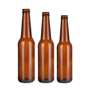 बीयर पेय के लिए क्राउन कैप्स के साथ 330 मिलीलीटर 500 मिलीलीटर 12 ऑउंस 16 ऑउंस एम्बर लॉन्गनेक बीयर की बोतल