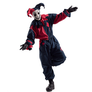 Costume de Clown Effrayant pour <span class=keywords><strong>Homme</strong></span> - Combinaison Rayée en Polyester avec Masque pour Halloween et Cosplay - Product Image 2