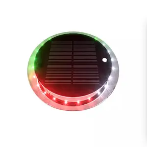 Red Solar-power Navigation Flash Light Waterproof Wireless Remote Control Round LED Lights for Marine