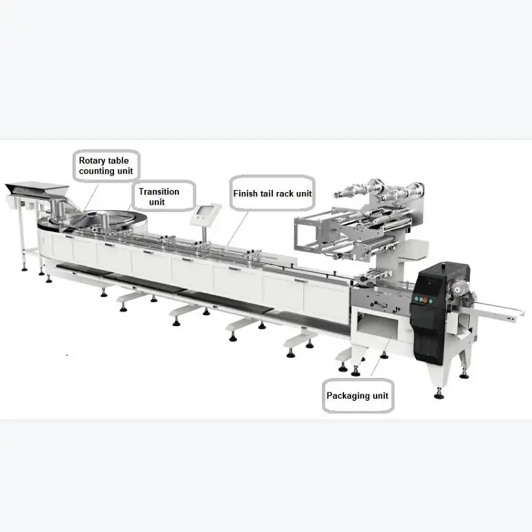 MEGA Fully automatic biscuits/cake/candy egg roll rice-fruit chocolate bar flow pack pillow type packing machine