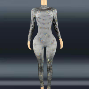 Novance женские комбинезоны 2022, Женский сексуальный прозрачный облегающий клубный комбинезон со стразами, вечерний комбинезон - Product Image 1