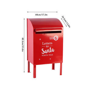 Boîte aux lettres de Noël de style vintage en fer pour le Père Noël, décoration de boîte aux lettres en fer pour l'extérieur, jardin, cour, fête à domicile - Product Image 2