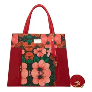 Borsa Tote Floreale Rossa da Donna Emiliana, Taglia Media, Chiusura con Cerniera, Manico Lungo, per Uso Quotidiano e Shopping - Product Image 1