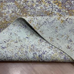 8x10 Ft Hand Knotted Silk Abstract Vintage Area Rug for Luxury Room & Bedroom Ivory Gold & Lavender - Product Image 4