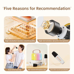 Mini machine de karaoké, système d'enceintes portables avec micro sans fil, lumière RVB dynamique, effets de changement de <span class=keywords><strong>voix</strong></span>, pour enfants, cadeau familial - Product Image 6