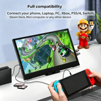 Monitor Portátil IPS de 14 Pulgadas, 1200P, 60Hz, Pantalla Externa 16:10, Segunda Pantalla con Soporte y Altavoz para Computadora Portátil y PC