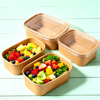 Boîte à repas rectangulaire longue anti-graisse pour aliments grillés, emballage à emporter, bol alimentaire à emporter pour usage en restaurant