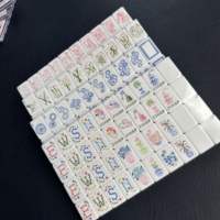 En gros, ensemble de tuiles de Mahjong américain, tuiles numérotées blanches, tuiles Joker à motifs floraux en bambou, ensemble de jeu de Mahjong