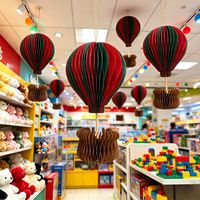 Ballons en papier nid d'abeille décoratifs en forme de montgolfière pour fêtes, Journée des enfants, Noël, et décoration intérieure de salle de classe