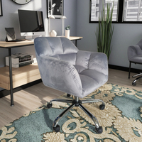 Chaise de bureau moderne à dossier haut en velours, pivotante à 360°, réglable en hauteur, avec support lombaire, base en acier rembourrée, inclinable
