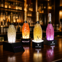 Nouveau design rotatif de bureau LED éclairage Glorifier vin affiche acrylique bouteille de vin présentoirs