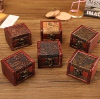 Boîte de rangement en bois petit étui organisateur de bijoux Mini coffre au trésor Vintage en bois boîtes à bonbons