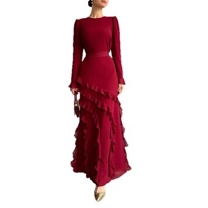 Ensemble deux pièces pour femme, robe longue unie à volants, coupe ajustée, tenue décontractée élégante pour le quotidien, idéal pour l'Europe et l'Amérique, tailles S-XXL - Product Image 5