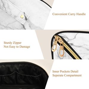 Marble Pattern <b>Makeup</b> Bag Waterproof Cosmetic <b>Case</b> Zipper Toiletry Pouch Portable Travel Organizer - Product Image 3
