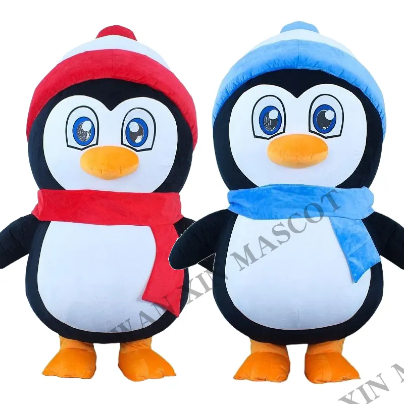 Kostum maskot Pinguin dapat ditiup pesta Halloween Natal set Cosplay kartun maskot mewah dewasa