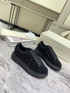 Black Sequined Platform Sneakers Round Toe Lace-up Thick Sole Height Increasing All Seasons Walking Shoes - Product Image 6