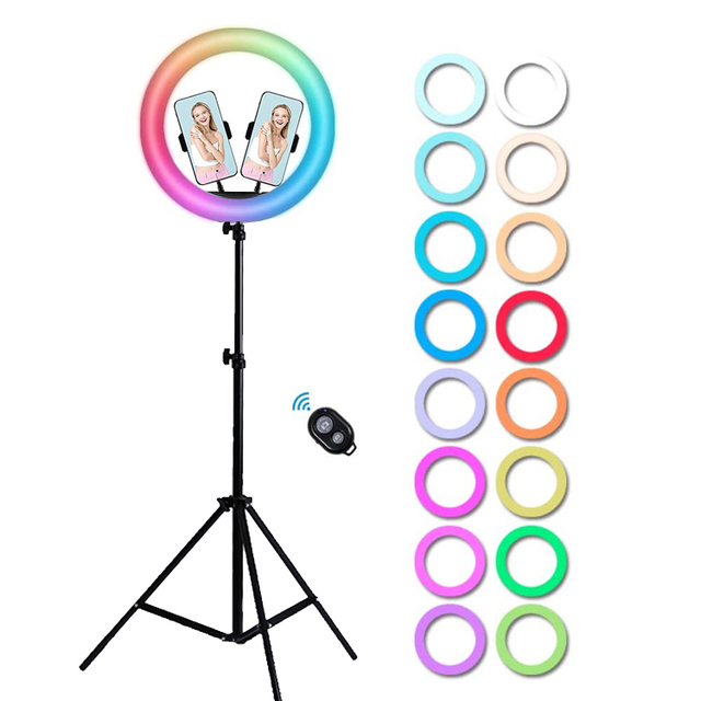 12inch RGB LED Portable Ring Light Dimmable Fill Light for Video & Photography Makeup & Phone with Tripod Stand