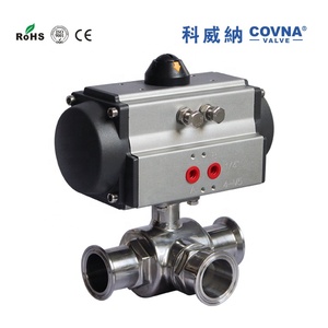 Válvulas de Bola Sanitarias de Acero Inoxidable de 3 Vías con Conexión de Abrazadera COVNA, de Acción Simple o Doble - Product Image 2