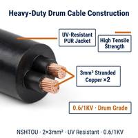 Câble en cuivre toronné NSHTOU 2x3 0,6/1KV avec isolation PUR, résistant aux UV, pour treuil de grue LIBIN