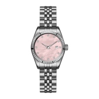 Montre classique en acier inoxydable pour femmes, design de marque haut de gamme, mouvement japonais, logo personnalisé, cadran en perles et diamants, montre de luxe pour femmes