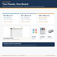 Tableau blanc magnétique pliable en gros, deux panneaux égaux, cadre en aluminium, coins en ABS noir, tableau mural effaçable à sec avec marqueur magnétique