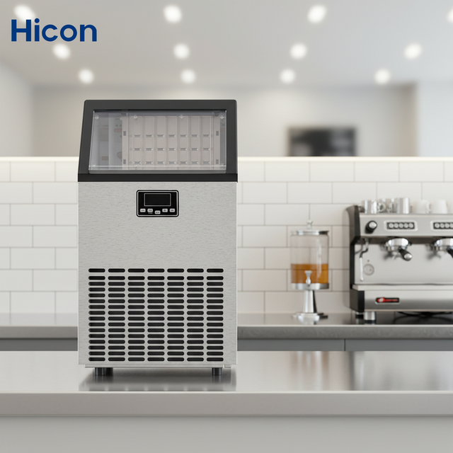 Ningbo Stainless Cube Ice Maker Portable Countertop 50kg Capacity Commercial Machine with Emerson & Bristol Compressors HZB-50M