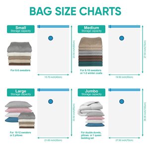 Bolsas de Vacío para Guardar Ropa con Válvula, Borde Transparente, Plegables, Comprimidas, Organizadoras, Ahorro de Espacio, Selladas para Viaje - Product Image 2