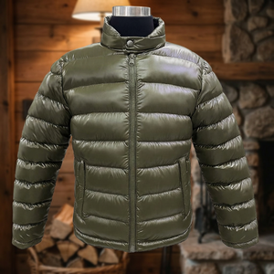 Men's Slim Winter Puffer Jacket Embossed Turn-<b>down</b> Collar Polyester/Cotton Windproof Warm Outdoor Coat for Cold Weather Everyday - Product Image 2