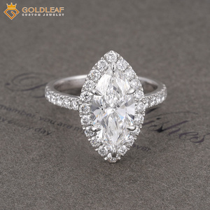Anillo de Compromiso Goldleafgem Personalizado Clásico con Diamante Cultivado en Laboratorio de Corte Marquise de 1CT, 2CT, 3CT, 10k, 14k, 18k, Certificado IGI para Boda - Product Image 1