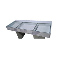Coiffeuse Moderne Blanche avec Plateau en Verre de Haute Qualité, Bureau d'Appoint en Panneau de Bois avec Tiroirs