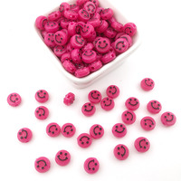 Grosir 300pcs Manik-manik Akrilik Wajah Tersenyum 10mm untuk Pembuatan Perhiasan Gelang Anting Kalung Kerajinan Rantai Ponsel Bahan Liontin