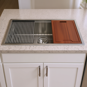 Lavello da Cucina Sottopiano in Acciaio Inox 30x19x10, Vasca Singola, Superficie Lucida, Postazione di Lavoro Multifunzionale - Product Image 2