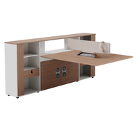Workstation Eksekutif Minimalis Modern untuk 2 Orang, Papan Partikel Kayu Solid, Ketinggian Dapat Disesuaikan, Kipas Pendingin Layar, CPU