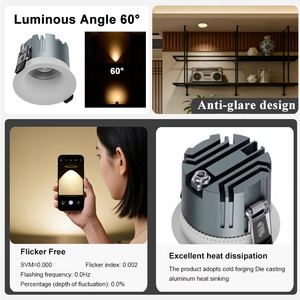 Faretto LED da Incasso a Soffitto di Alta Qualità, 12W, Orientabile, IP65, Dimmerabile, CRI97, <span class=keywords><strong>60</strong></span> - Product Image 4