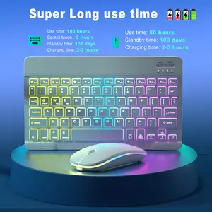 Rgb Backlight 78 Keys With Tablets Kit Bluetooth Mouse Combo And Wireless Mini Keyboard For Ipad