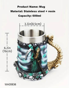 Unusual Stainless Steel <strong>Gothic</strong> Party Creative <strong>Drinking</strong> <strong>Glass</strong> 3D Skull Mug Skeleton Punk Style Wine Whiskey Skull Beer <strong>Glasses</strong> - Product Image 2
